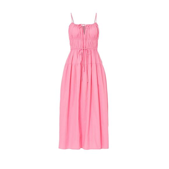 Ciao Lucia Fabia Pink Sleeveless Ruched Barbiecore Party Midi Dress Size Small - Picture 3 of 15